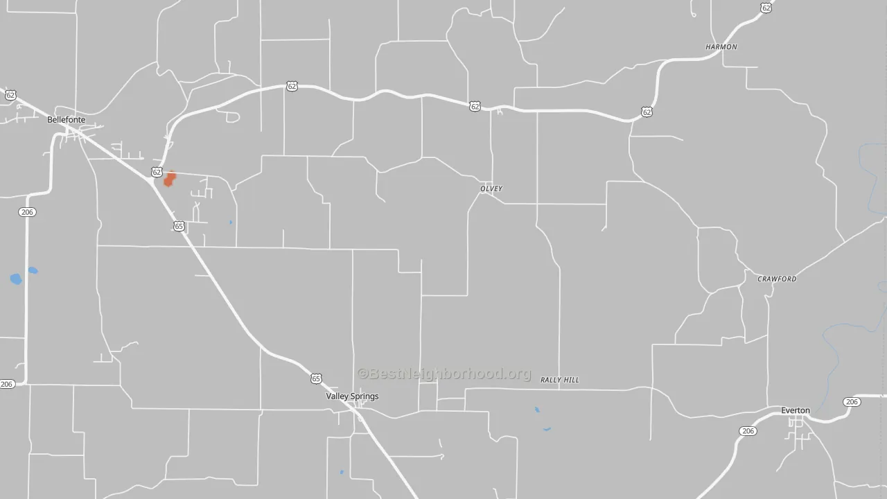 Bike Grade map of Olvey, AR