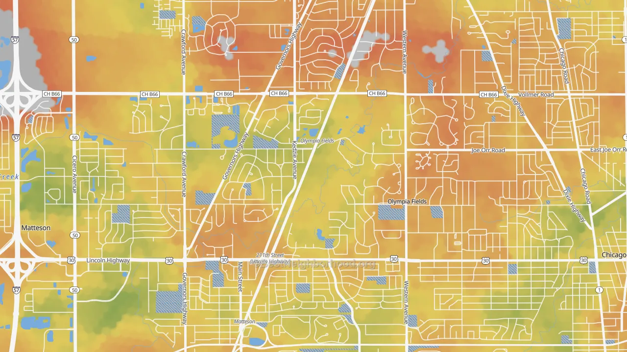 Bike Grade map of Olympia Fields, IL