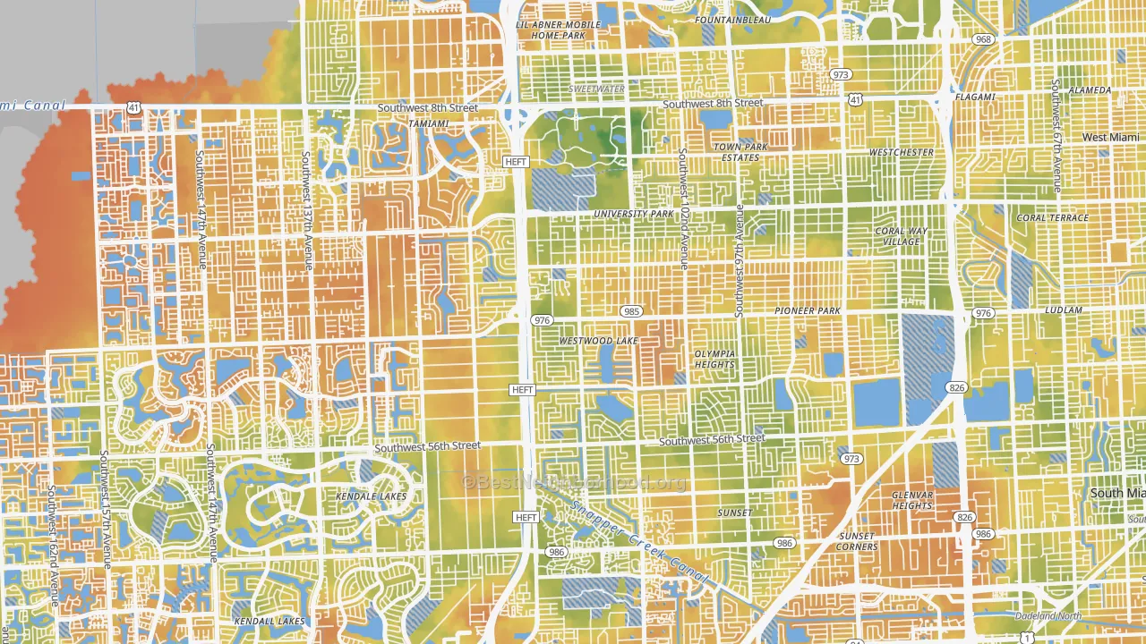 Bike Grade map of Olympia Heights, Miami, FL