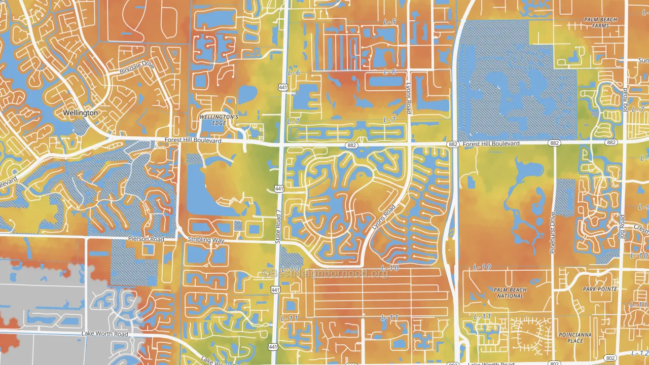 Bike Grade map of Olympia, Wellington, FL