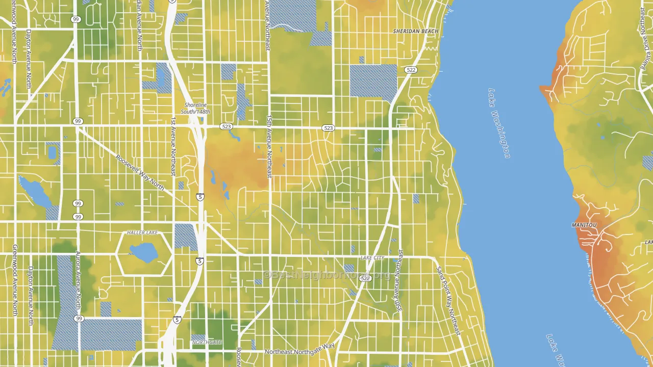 Bike Grade map of Olympic Hills, Seattle, WA