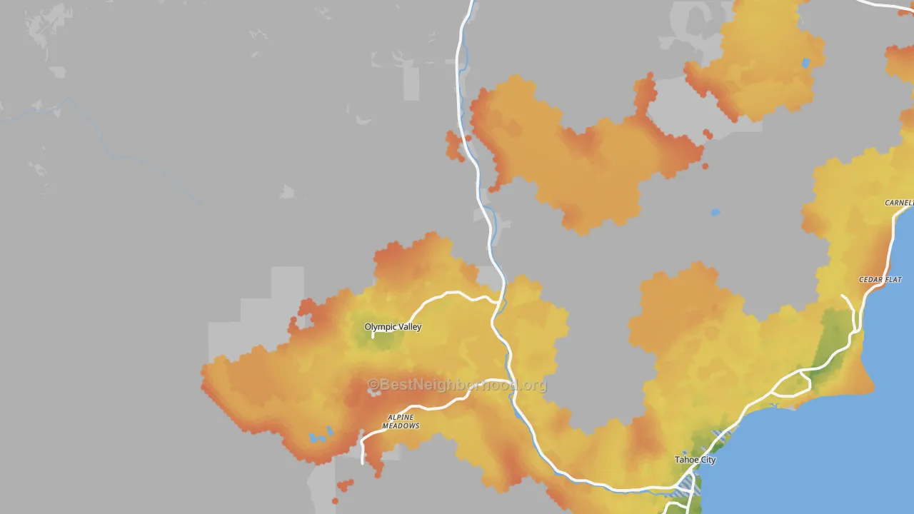 Bike Grade map of Olympic Valley, CA