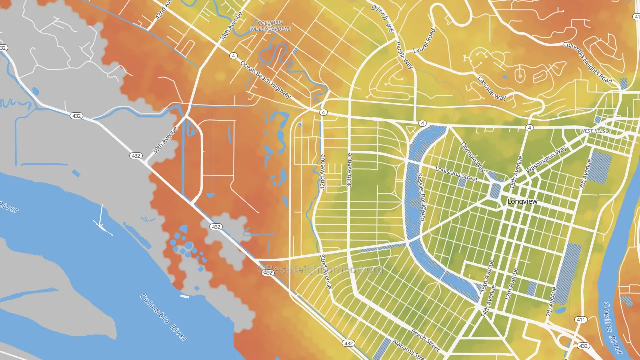 Bike Grade map of Olympic West, Longview, WA
