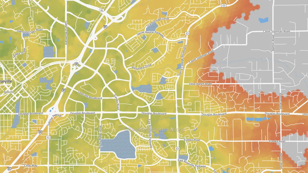 Bike Grade map of Olympus Pointe, Roseville, CA