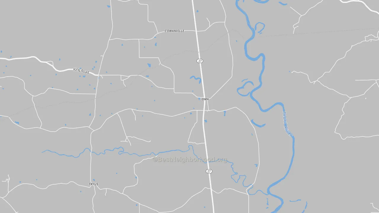 Bike Grade map of Oma, MS