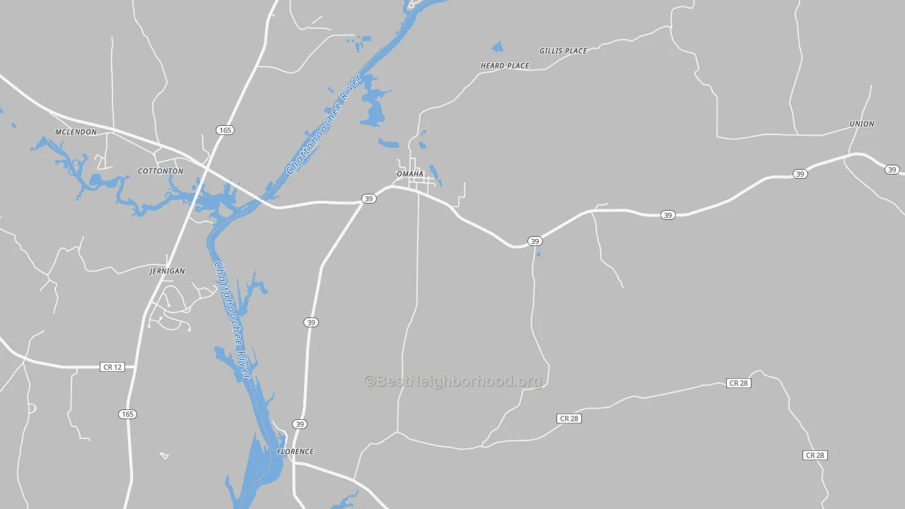 Bike Grade map of Omaha, GA