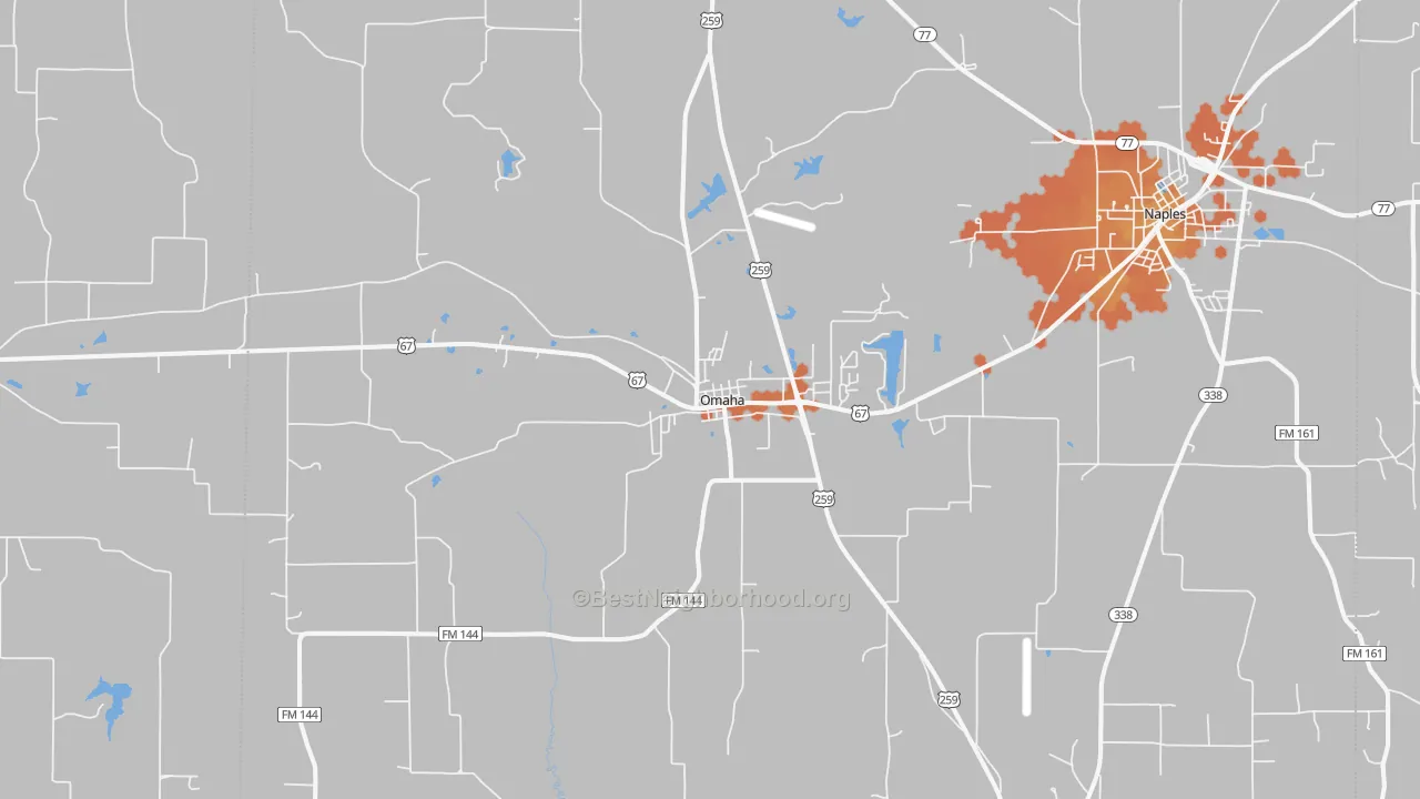 Bike Grade map of Omaha, TX