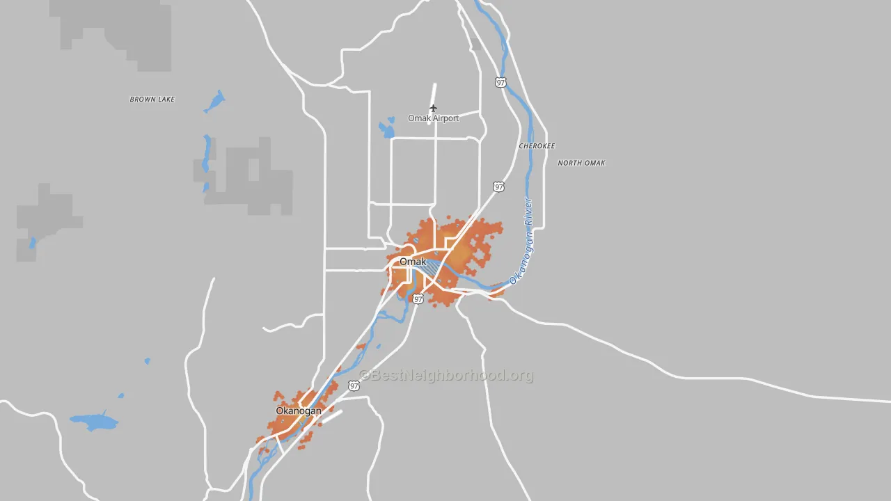 Bike Grade map of Omak, WA