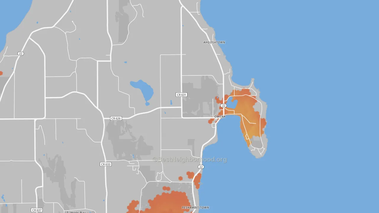 Bike Grade map of Omena, MI