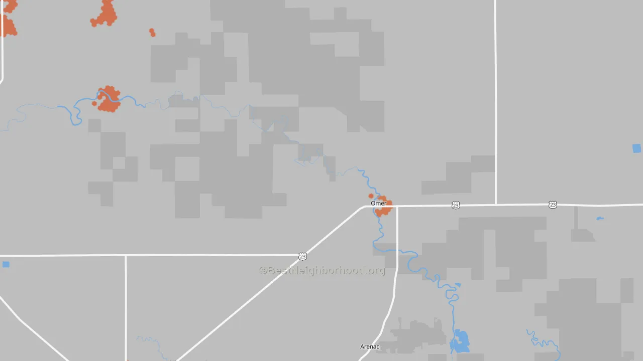 Bike Grade map of Omer, MI