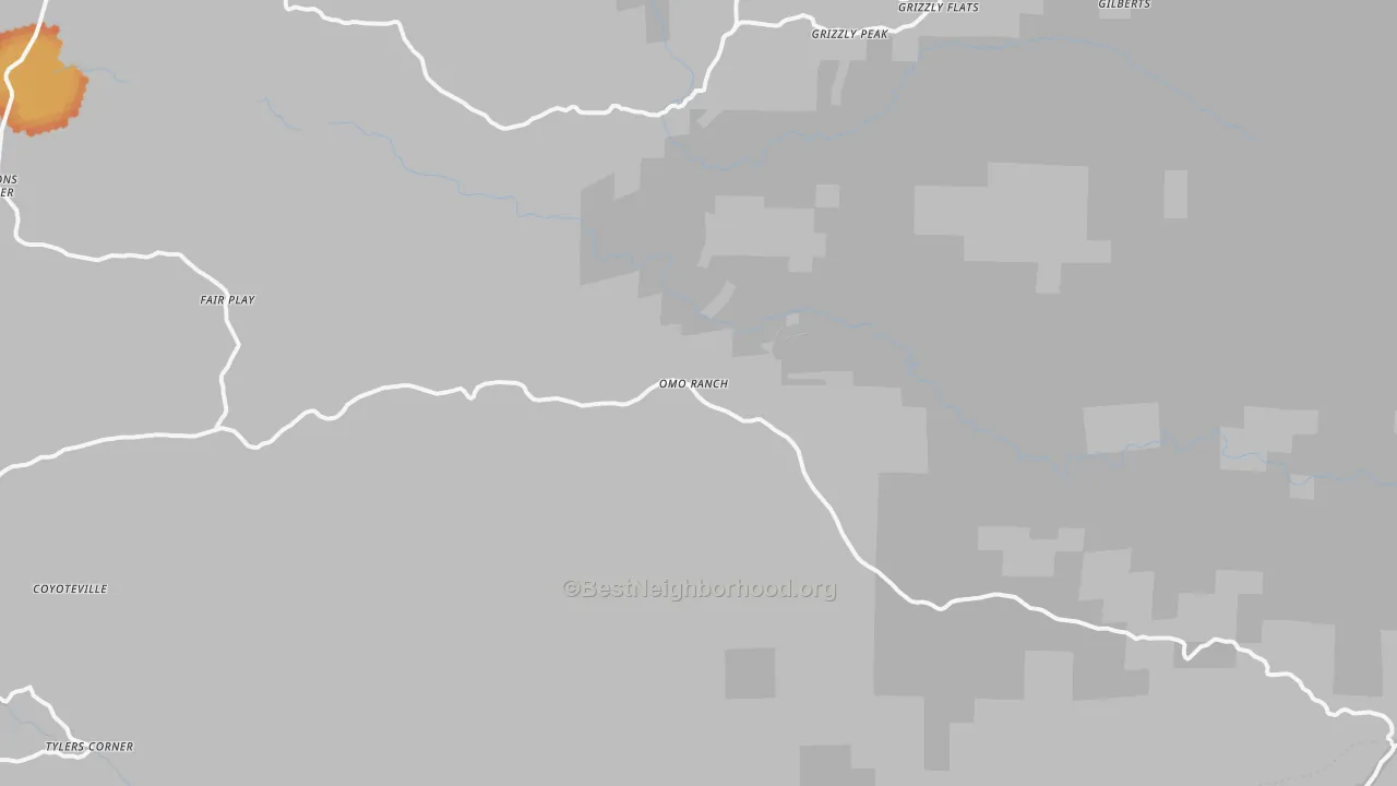 Bike Grade map of Omo Ranch, CA