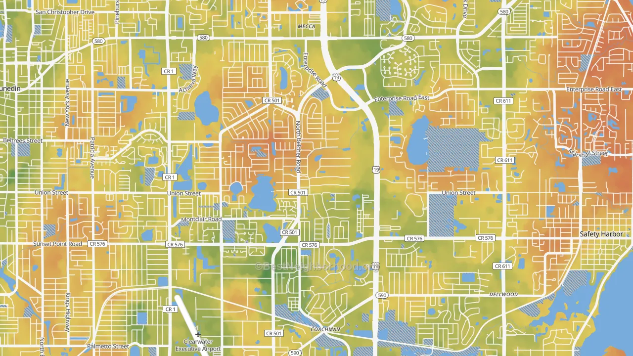 Bike Grade map of On Top of The World, Clearwater, FL