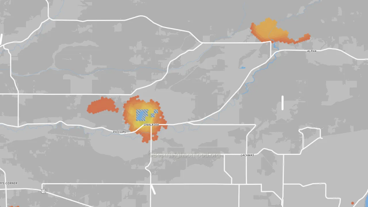 Bike Grade map of Onalaska, WA