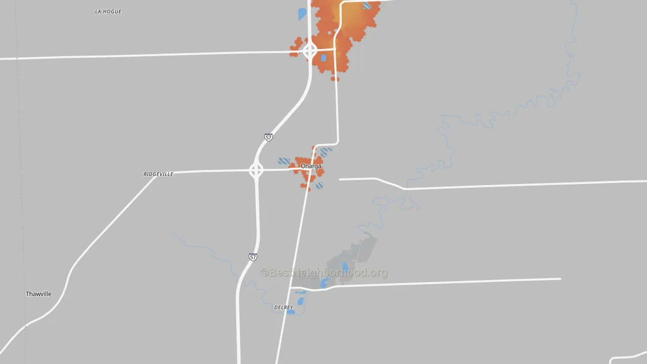 Bike Grade map of Onarga, IL
