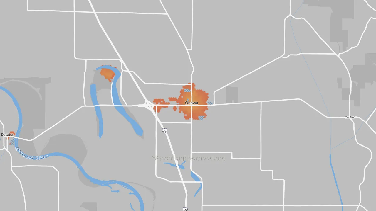 Bike Grade map of Onawa, IA
