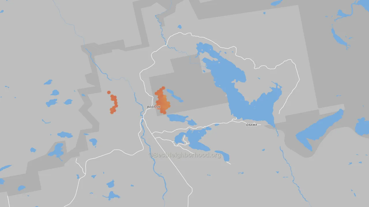 Bike Grade map of Onawa, ME