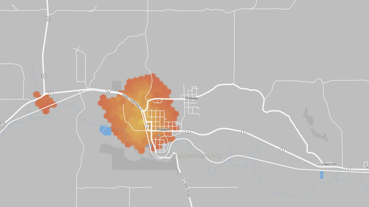 Bike Grade map of Onaway, ID