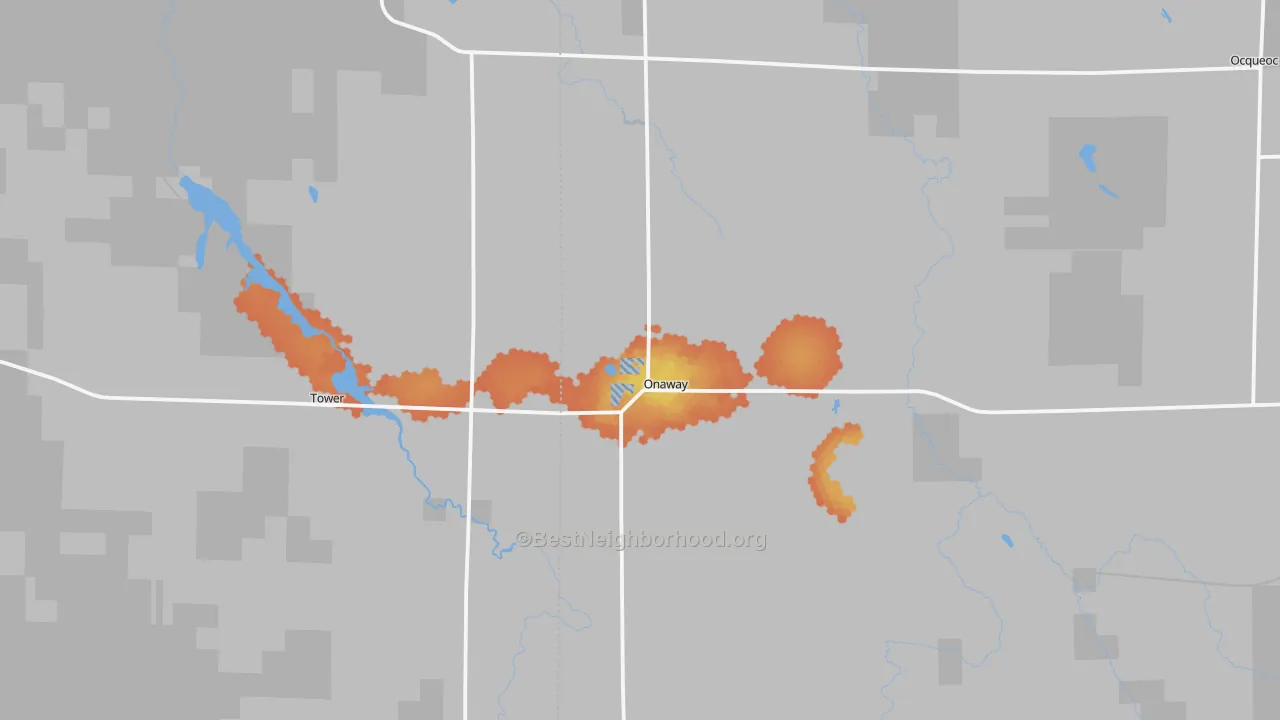 Bike Grade map of Onaway, MI
