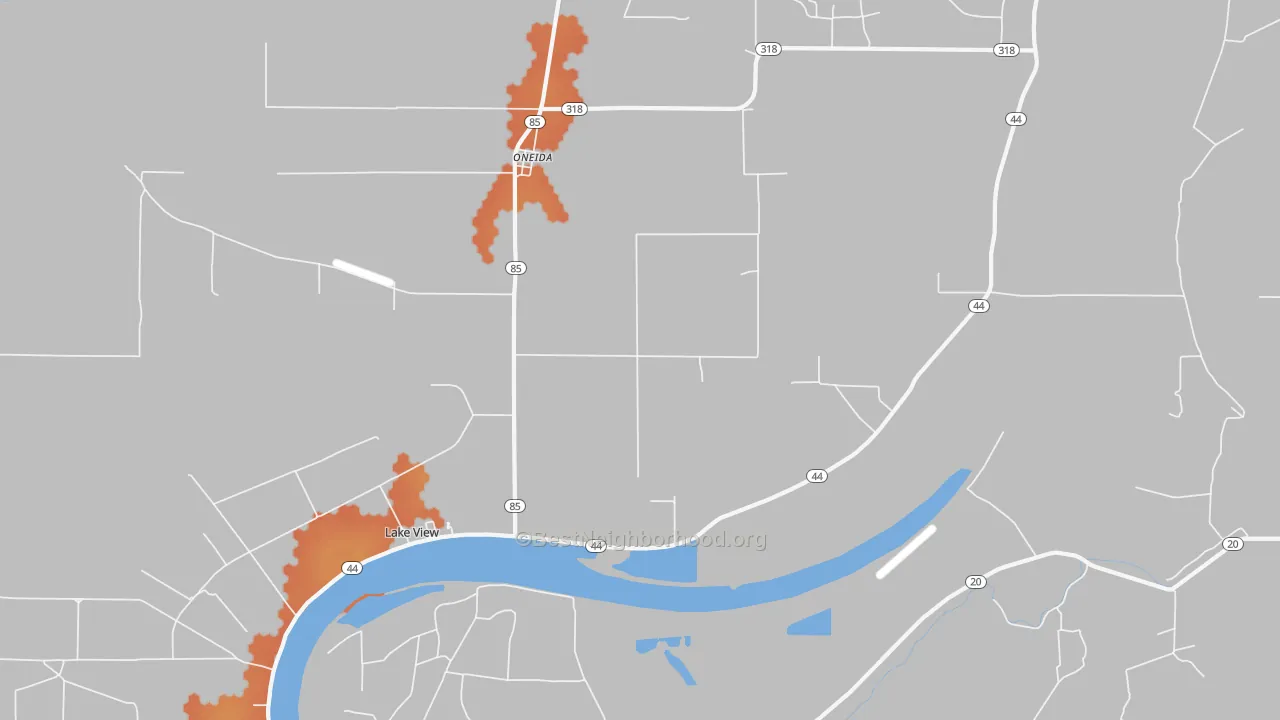 Bike Grade map of Oneida, AR
