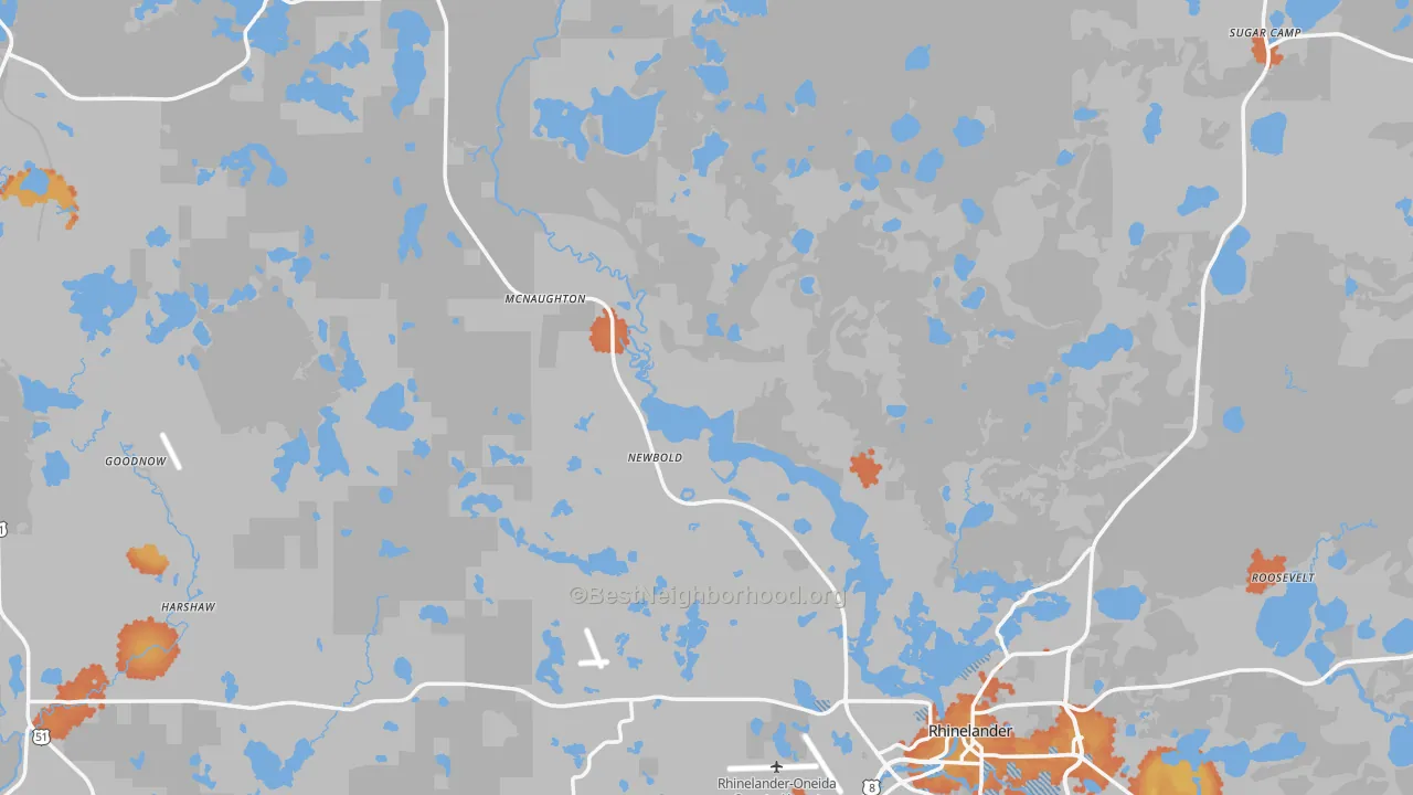 Bike Grade map of Oneida County, WI