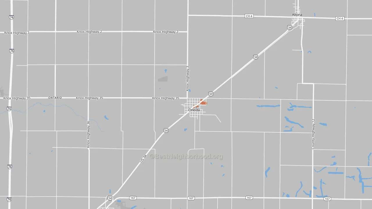 Bike Grade map of Oneida, IL