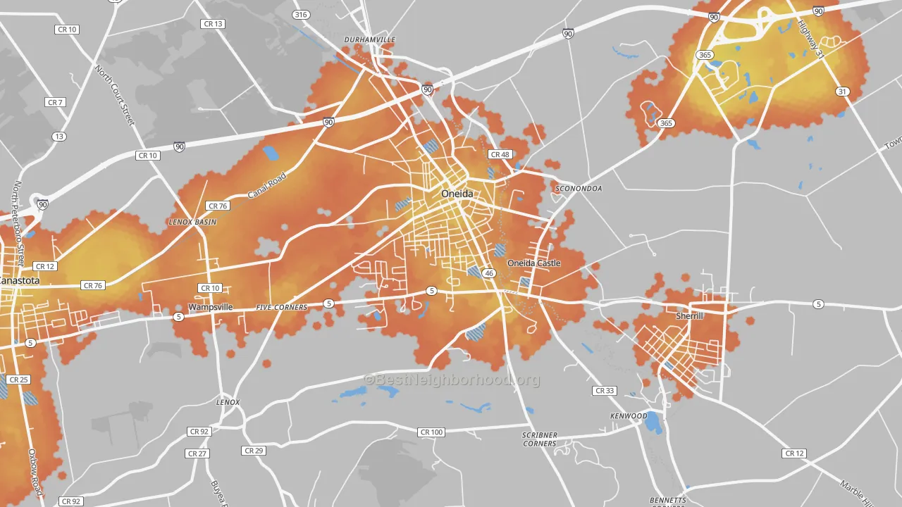 Bike Grade map of Oneida, NY