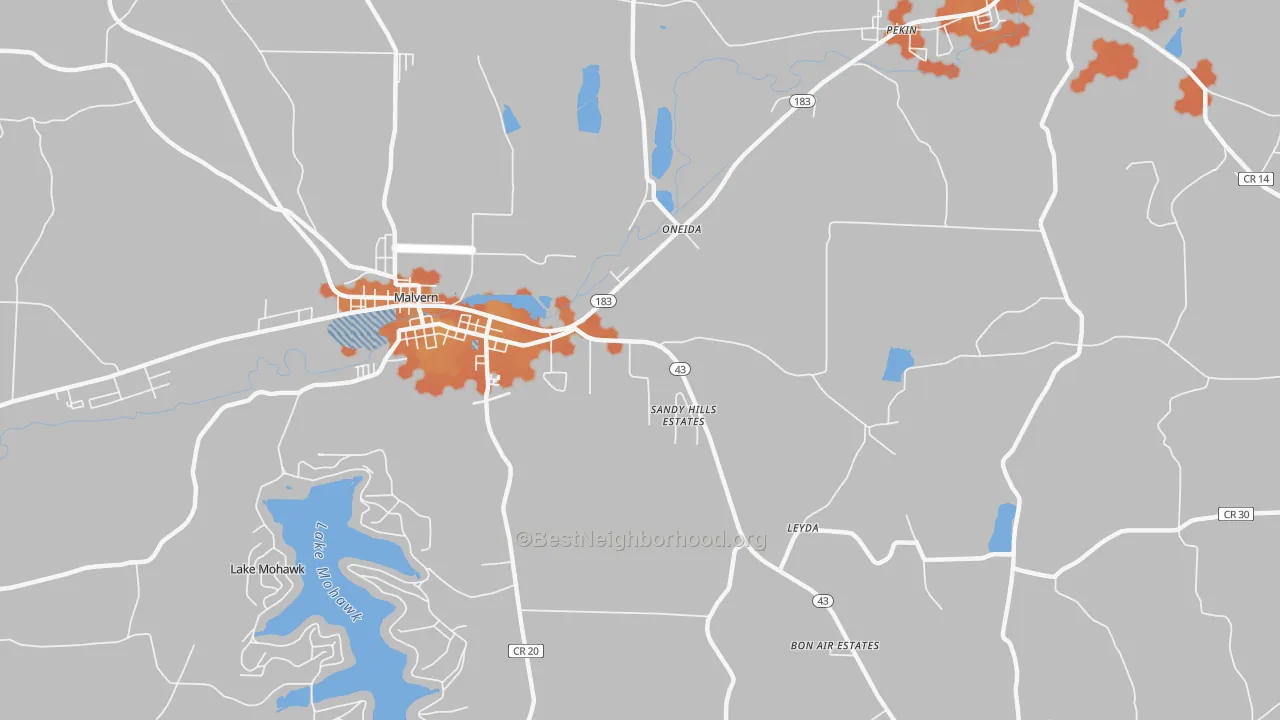 Bike Grade map of Oneida, OH