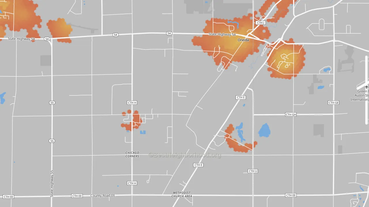 Bike Grade map of Oneida, WI