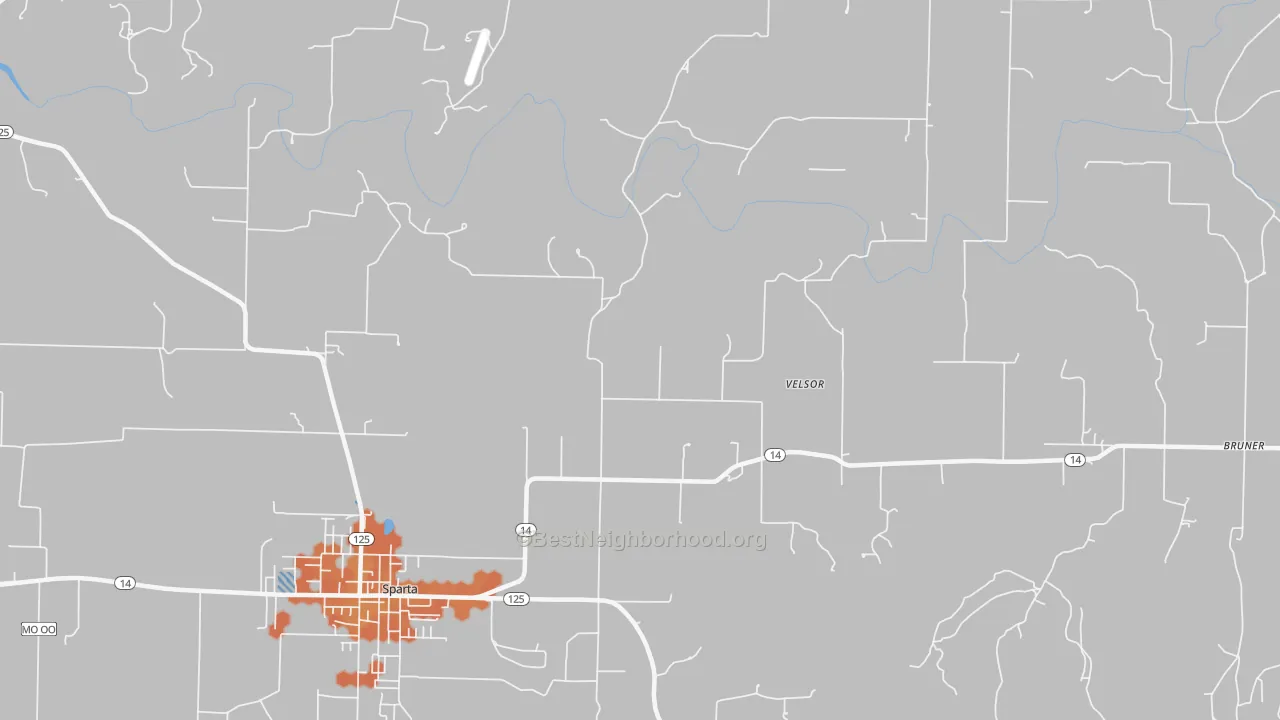 Bike Grade map of Ongo, MO