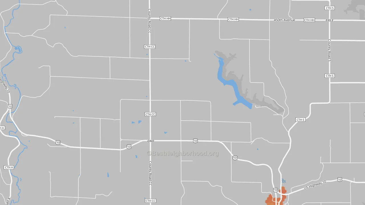 Bike Grade map of Ono, WI