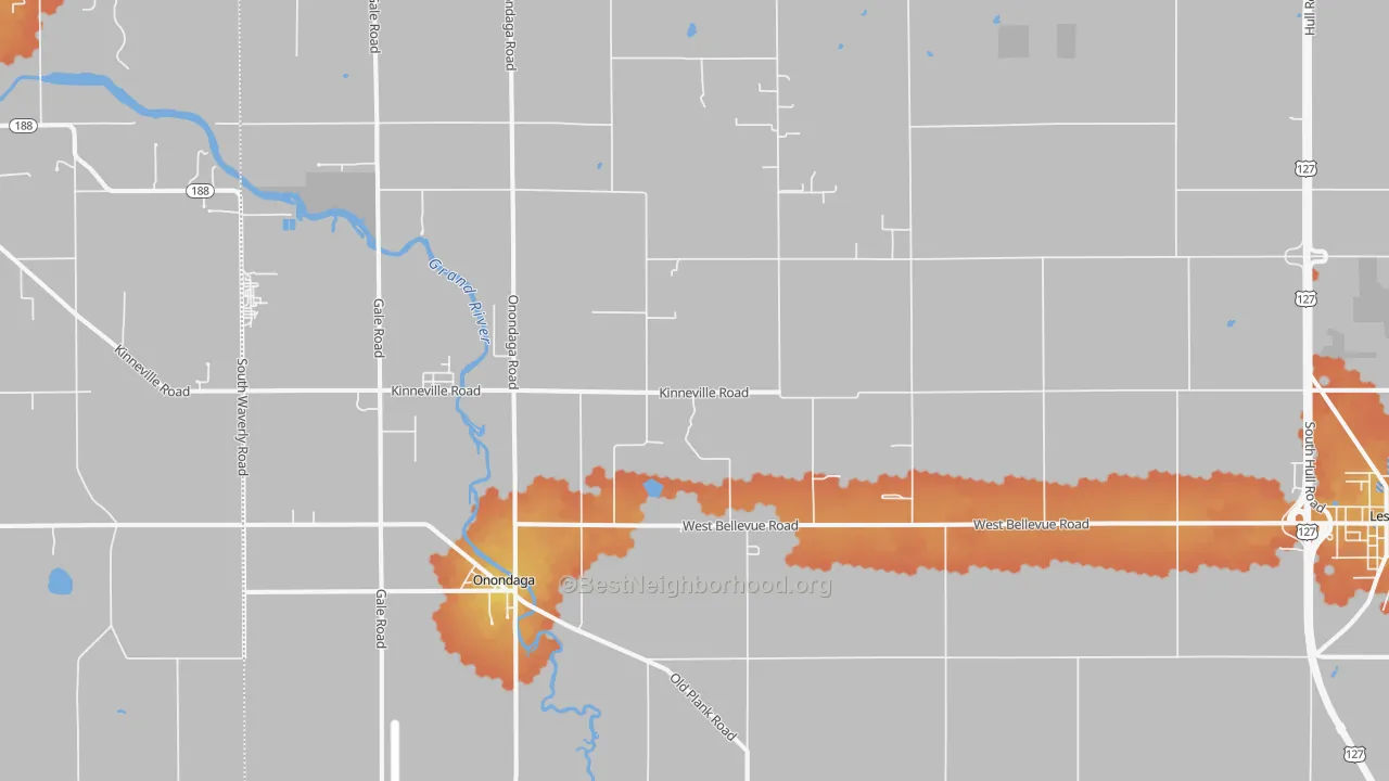 Bike Grade map of Onondaga, MI