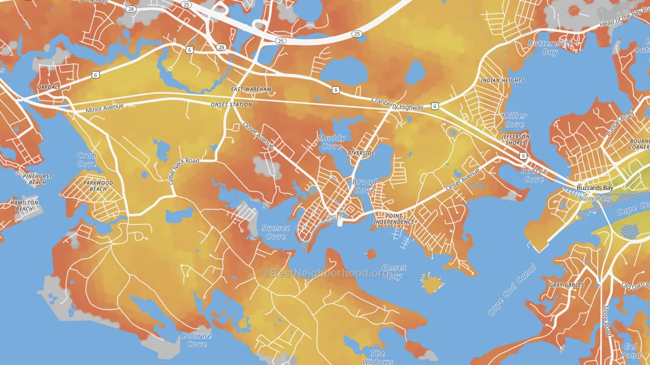 Bike Grade map of Onset, MA