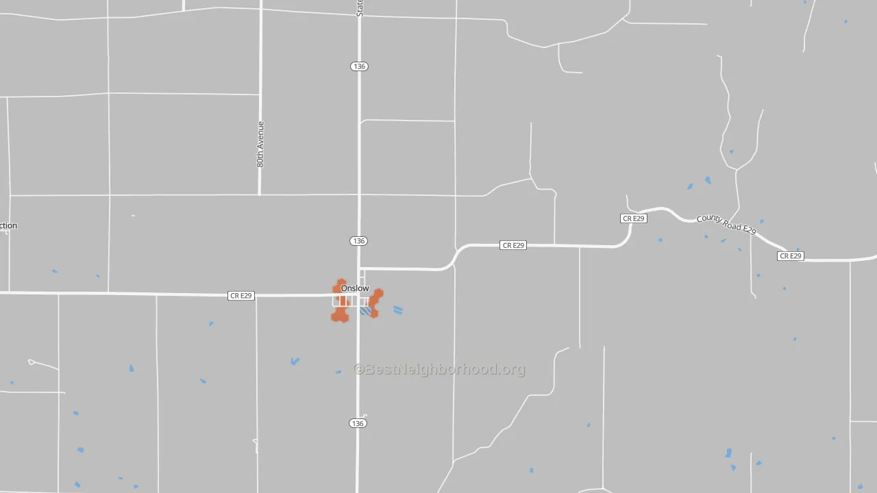 Bike Grade map of Onslow, IA