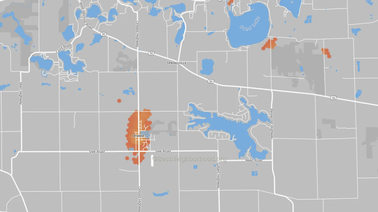 Bike Grade map of Onsted, MI