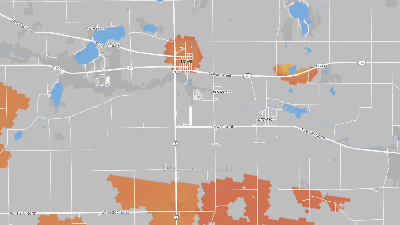 Bike Grade map of Ontario, IN