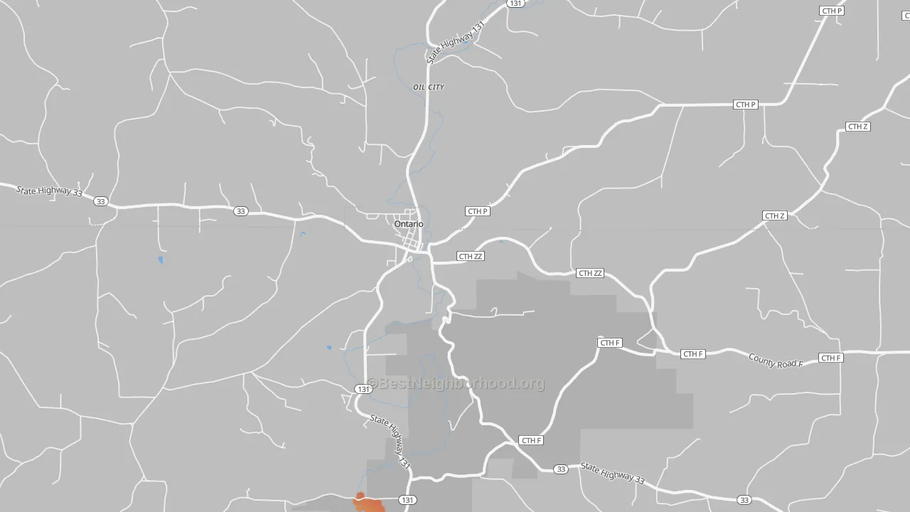 Bike Grade map of Ontario, WI
