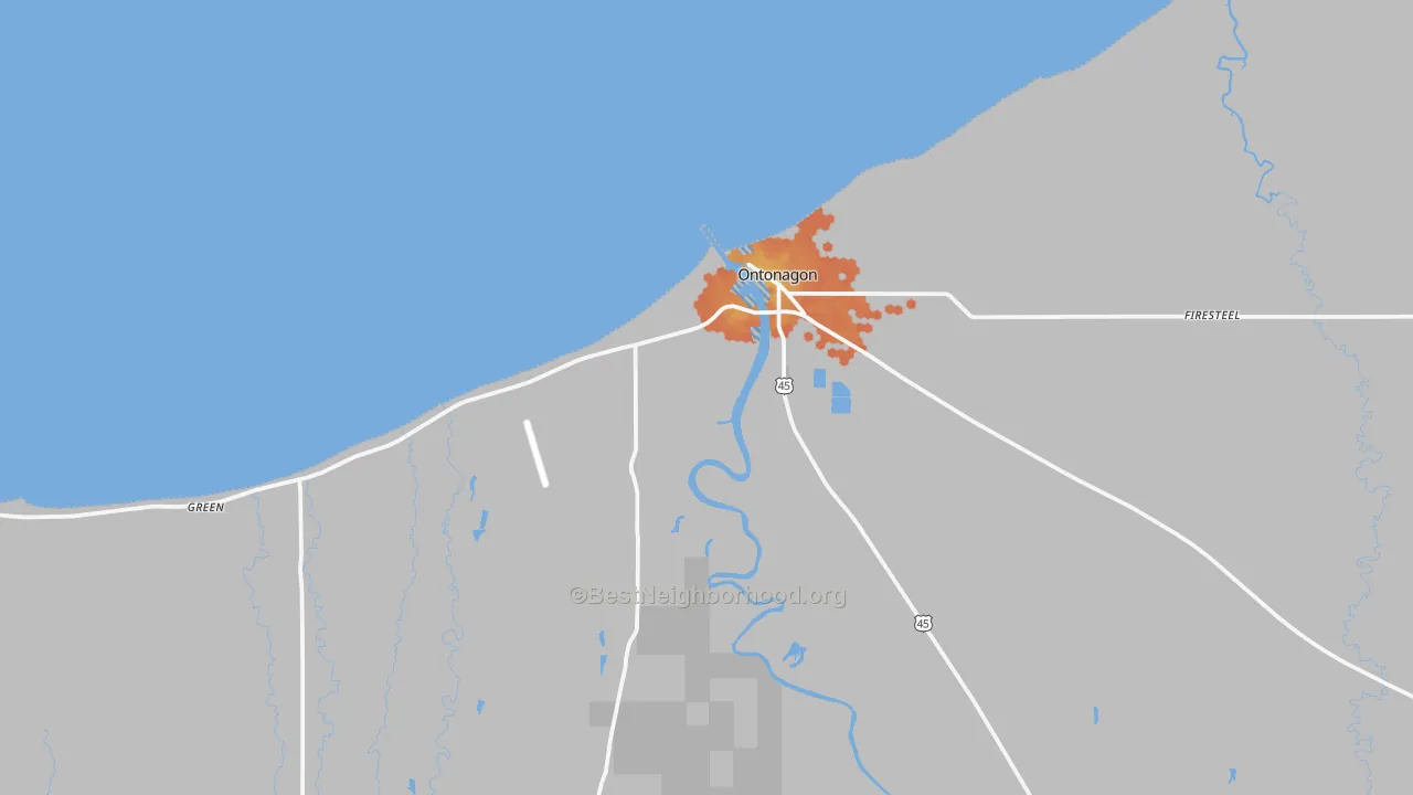 Bike Grade map of Ontonagon, MI