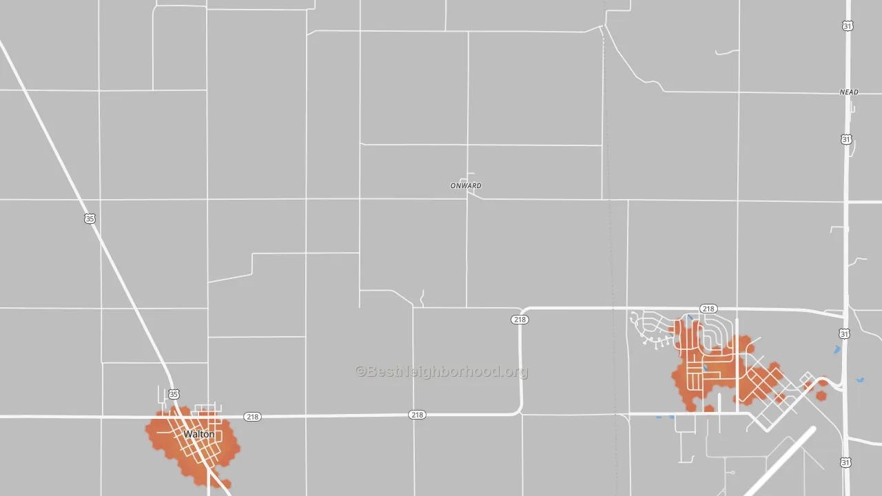 Bike Grade map of Onward, IN