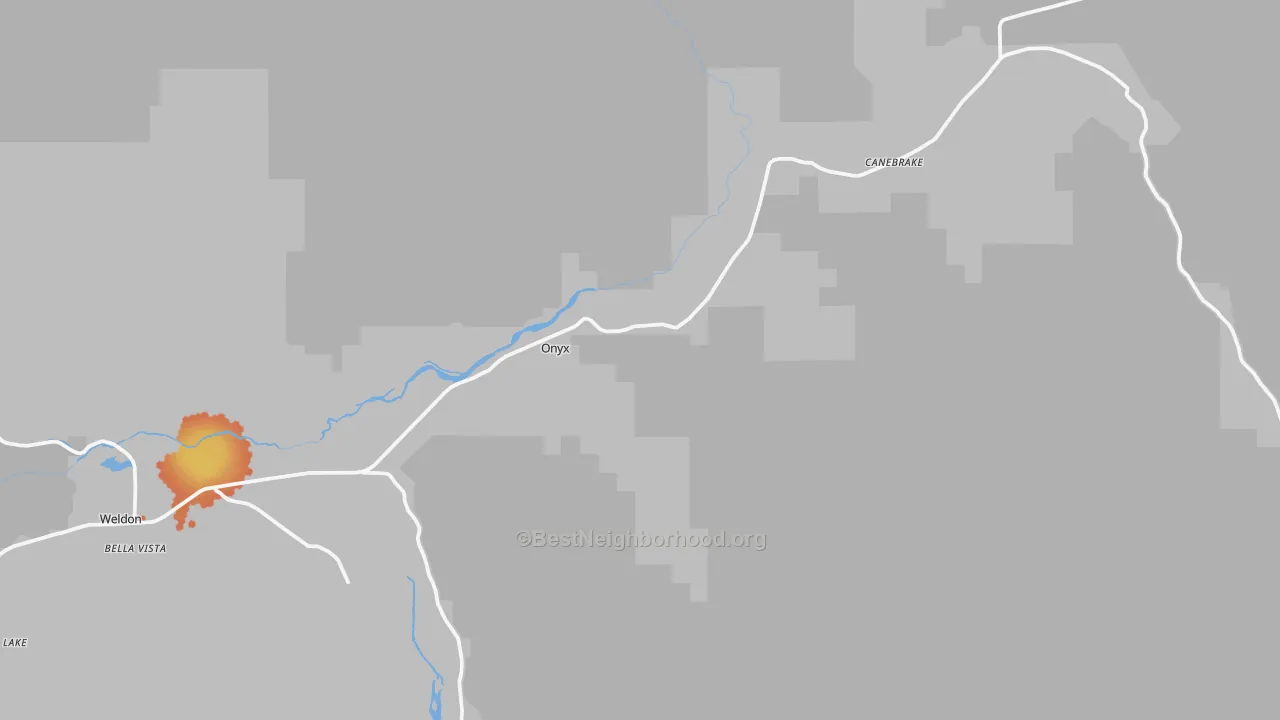 Bike Grade map of Onyx, CA