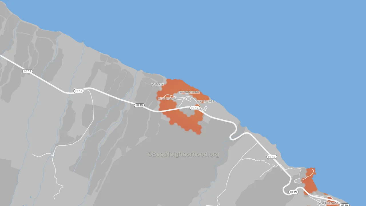 Bike Grade map of Ookala, HI