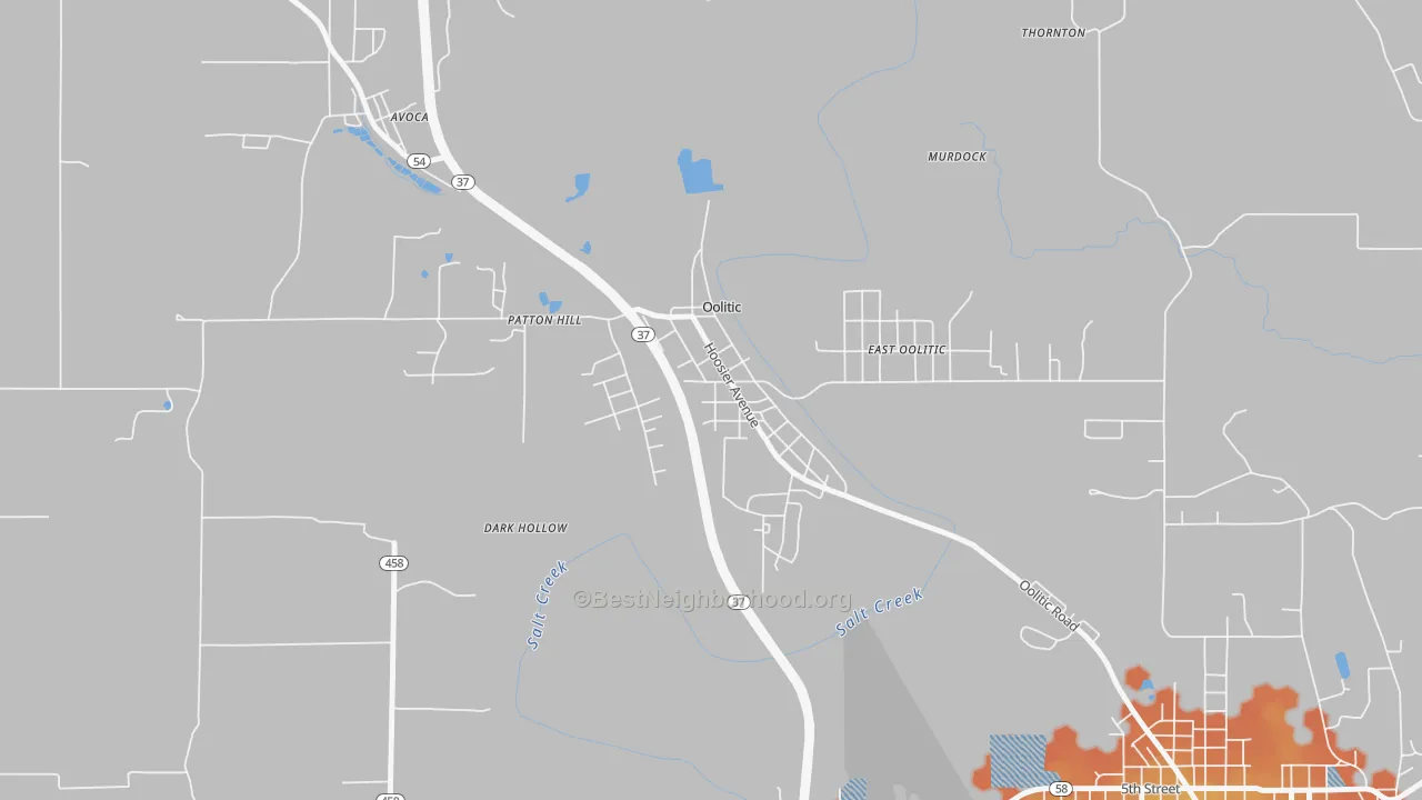 Bike Grade map of Oolitic, IN