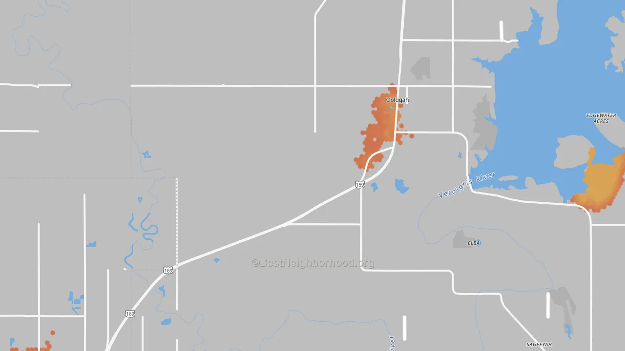 Bike Grade map of Oologah, OK