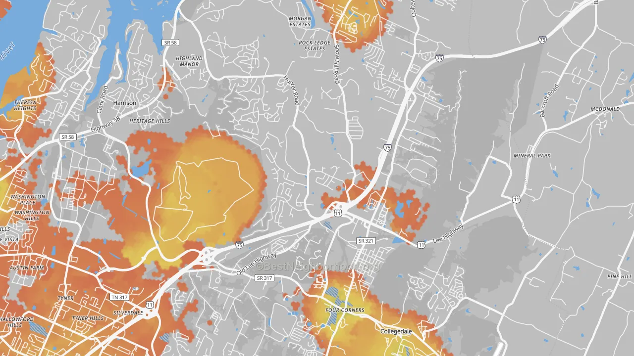 Bike Grade map of Ooltewah, TN