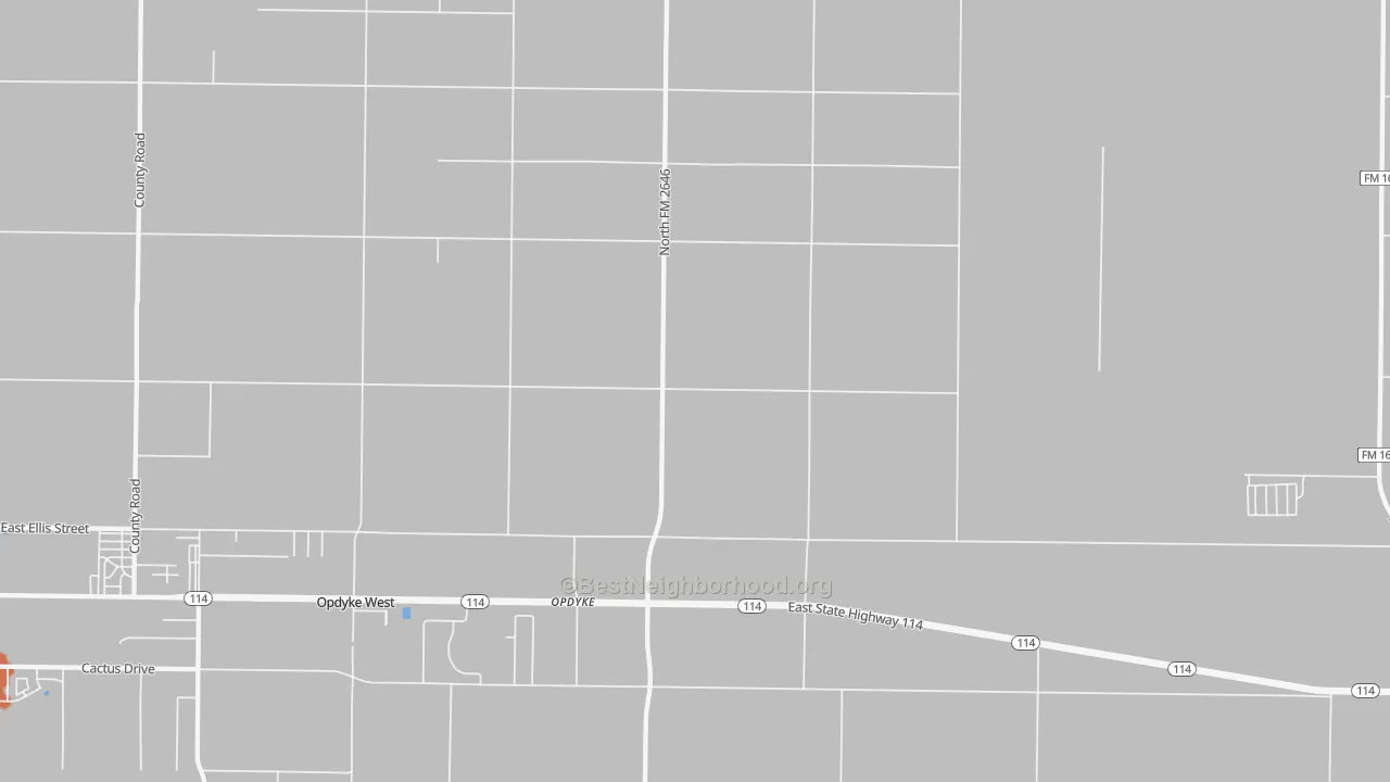 Bike Grade map of Opdyke, TX