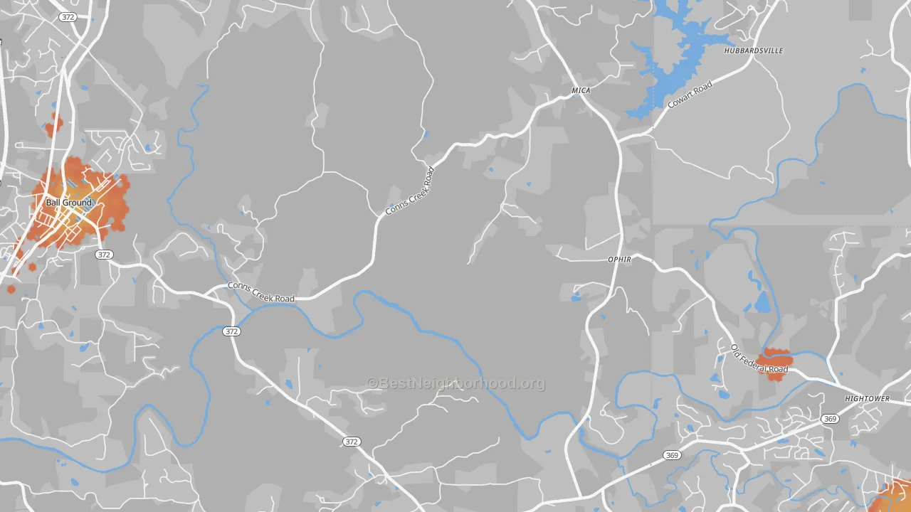 Bike Grade map of Ophir, GA