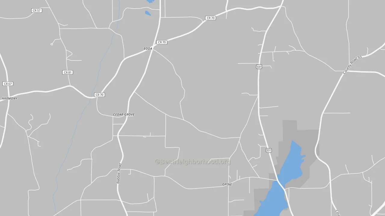 Bike Grade map of Opine, AL