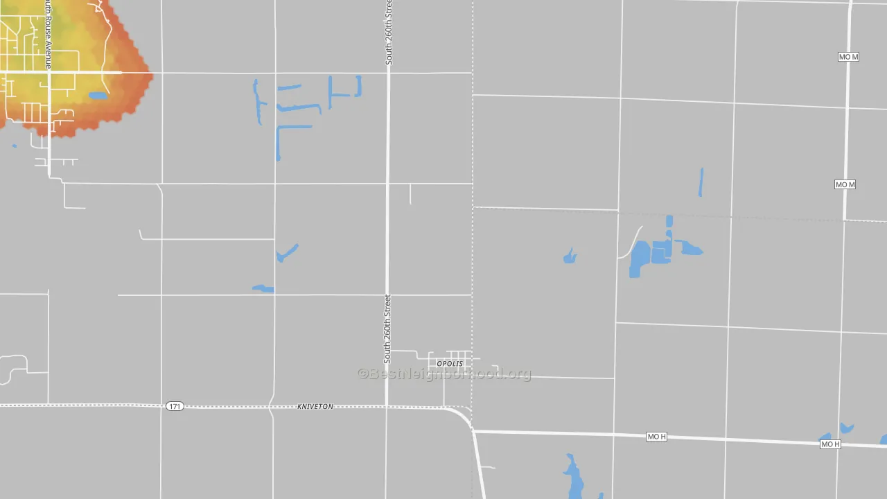 Bike Grade map of Opolis, KS