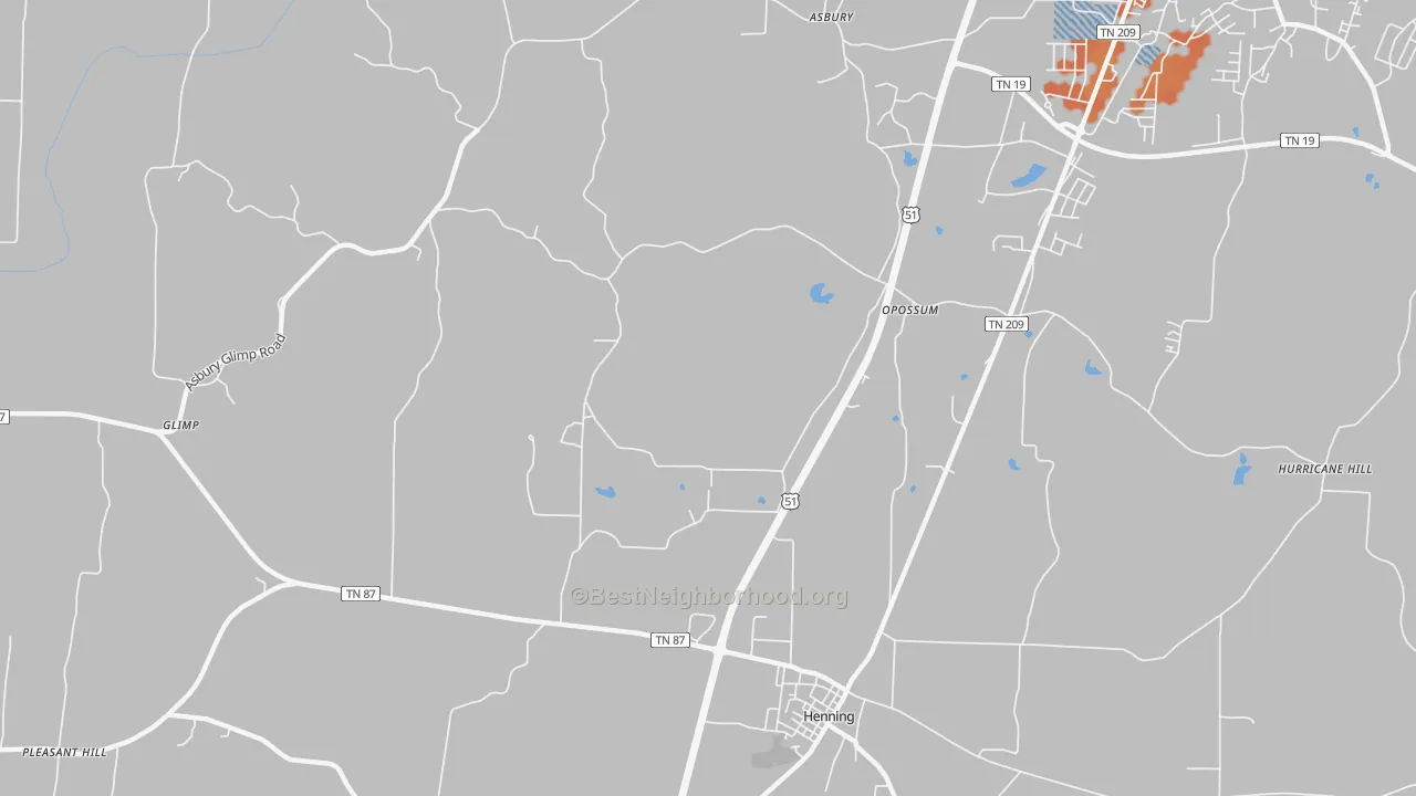 Bike Grade map of Opossum, TN