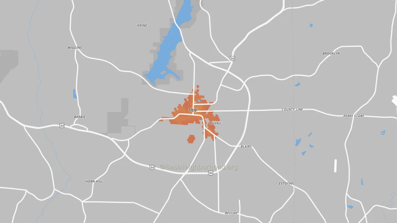 Bike Grade map of Opp, AL