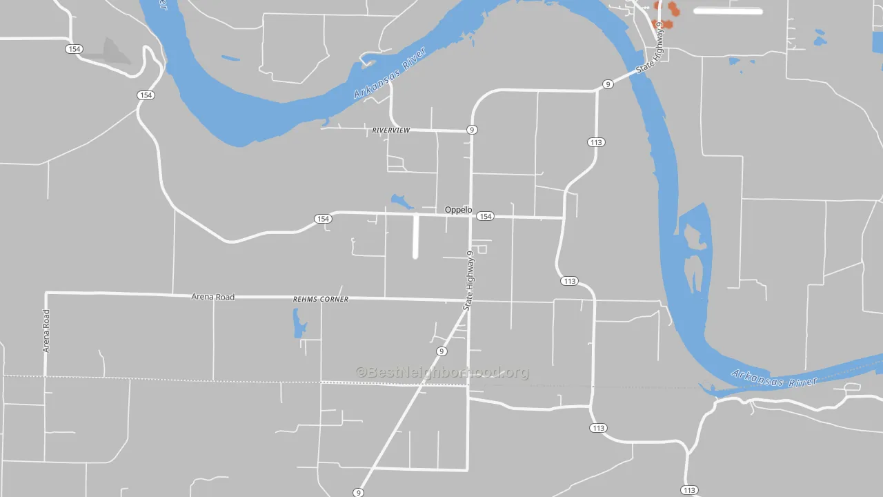 Bike Grade map of Oppelo, AR
